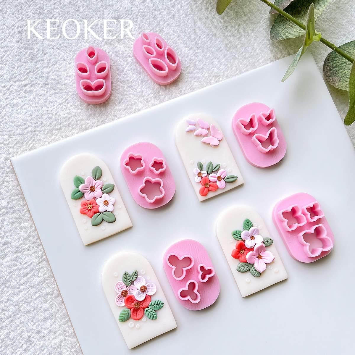 Polymer Clay Cutters - Mini Clay Cutters for Polymer Clay Earrings Making, 6 Shapes Floral & Leaf & Butterfly Micro Clay Cutters, Clay Cutters for Polymer Clay Jewelry