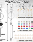 110Pcs Beadable Keychain Bar Set with Colored Beads & a to Z Letter Charms, Beadable Keychains Set Jewelry Making Supplies for DIY Keychain Making Pendant Craft Gift