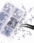 5040Pcs Clear Rhinestones for Crafts, Flatback White Nail Gems, Craft Glass Diamonds Stones with Tweezers and Picking Pen, SS6-SS20 Crystal