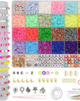 Clay Beads Bracelet Making Kit, 3800Pcs Polymer Flat Beads for Jewelry Making Heishi Beads for Friendship Bracelet Kit with Charm Kit for DIY Crafts Gifts for Girls Age 6-12