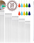 Large-Eye Needles for Hand Sewing, 50Pcs Premium Large Eye Sewing Needles with Threaders and Storage Tube 5 Size Large Eye Pointed Stitching Needles for Stitching Crafting Projects and Embroidery