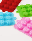 Flower Shape Silicone Molds, 4 Packs 15 Cavity Nonstick Food Grade Silicone Molds DIY for Chocolates, Candies, Ice Cubes, Jellos, Handmade Soap, and Bath Bombs