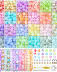 700Pcs Glass Beads for Jewelry Making, 24 Color 8Mm Glass Crystal Beads Friendship Bracelets Making Kit for DIY Earrings Necklaces Rings