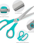 Scissors All Purpose,8.5'' Multipurpose Scissors Bulk 3-Pack,Stainless Steel Sharp Scissors for Office Home School Sewing Fabric Craft Supplies, Red