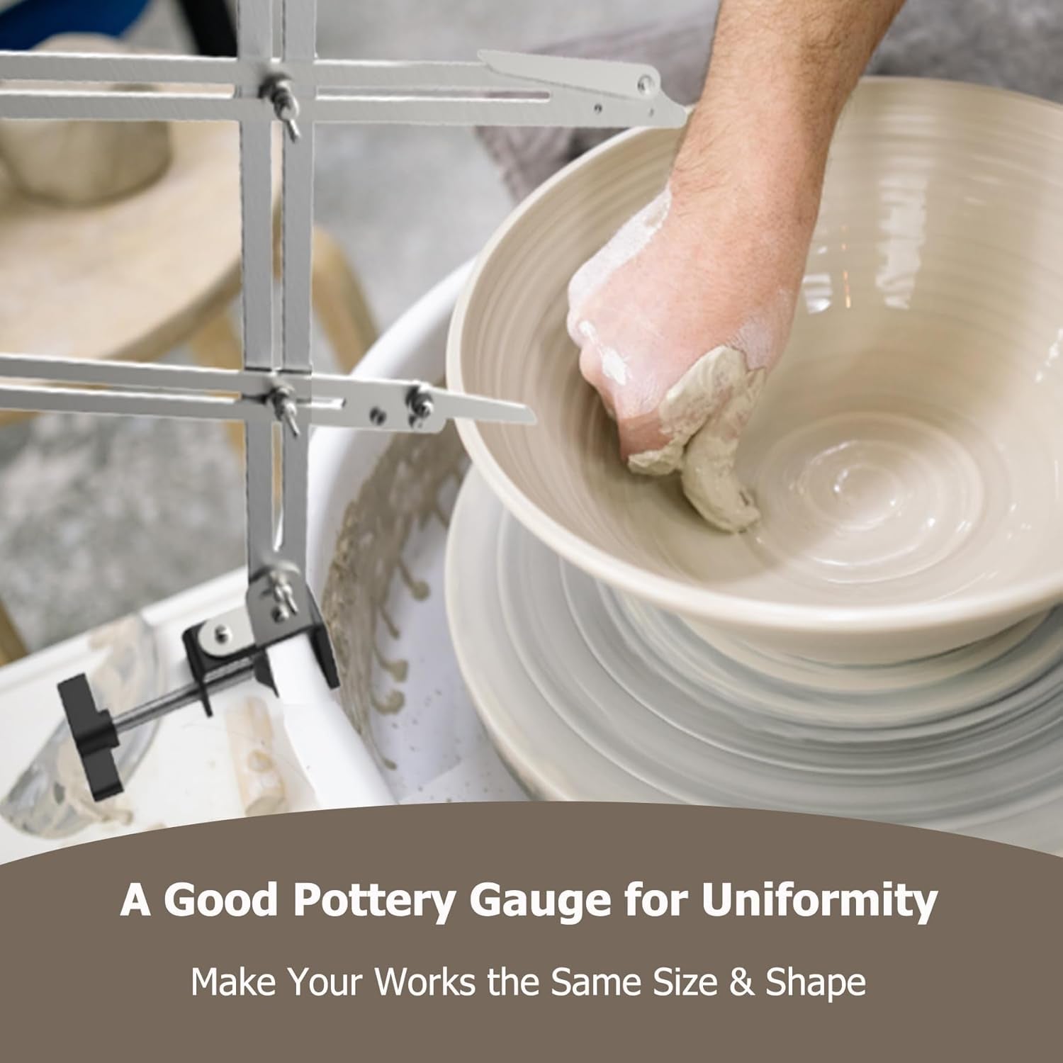 Pottery Gauge Throwing Tool, Pottery Height Measuring Gauge with Clamp, Pottery Throwing Gauge Clip, Ceramics Pottery Tool for Making Repeat Forms