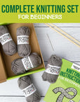 Knitting Kit for Beginners Adults - Complete Knit Kit with Full Color Instruction Booklet, Soft Yarn, Bamboo Knitting Needles, Yarn Needle - Learn to Knit a Scarf Hobbies (Gray)