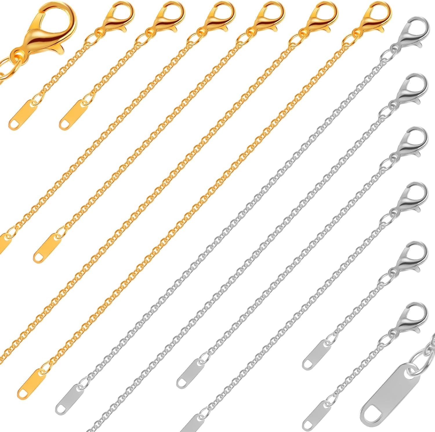 30Pcs Gold Plated and Silver Plated Necklace Extender for 2'', 4'', 6'' Necklace Extender Set for Necklaces, Bracelets, Women'S Jewelry Making Respectively