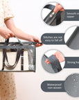 15 Pieces Dust Cover Organizer Bags for Handbags, 3 Sizes Clear Handbag Storage Bag Purse Storage with Zipper and Handles Dust Bags for Purses Handbags Closet, 5 Each Size (Gray)
