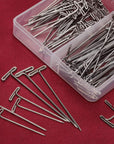 Steel T-Pins for Blocking Knitting, Modelling and Crafts 150 Pieces (2 Inch, 1-1/2 Inch, 1-1/4 Inch)