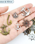 Nautical Anchor Rudder Helm Compass Charms, 100 Grams Mixed Ship Anchor Wheel Pendants Beads Charms for DIY Necklace Bracelet Jewelry Making Accessories
