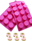 15 Holes Cylinder Silicone Mold for Handmade Soap Chocolate Jelly Pudding DIY Resin Mould Hole Dia: 1.5 Inch Vol: 20Ml Set of 2