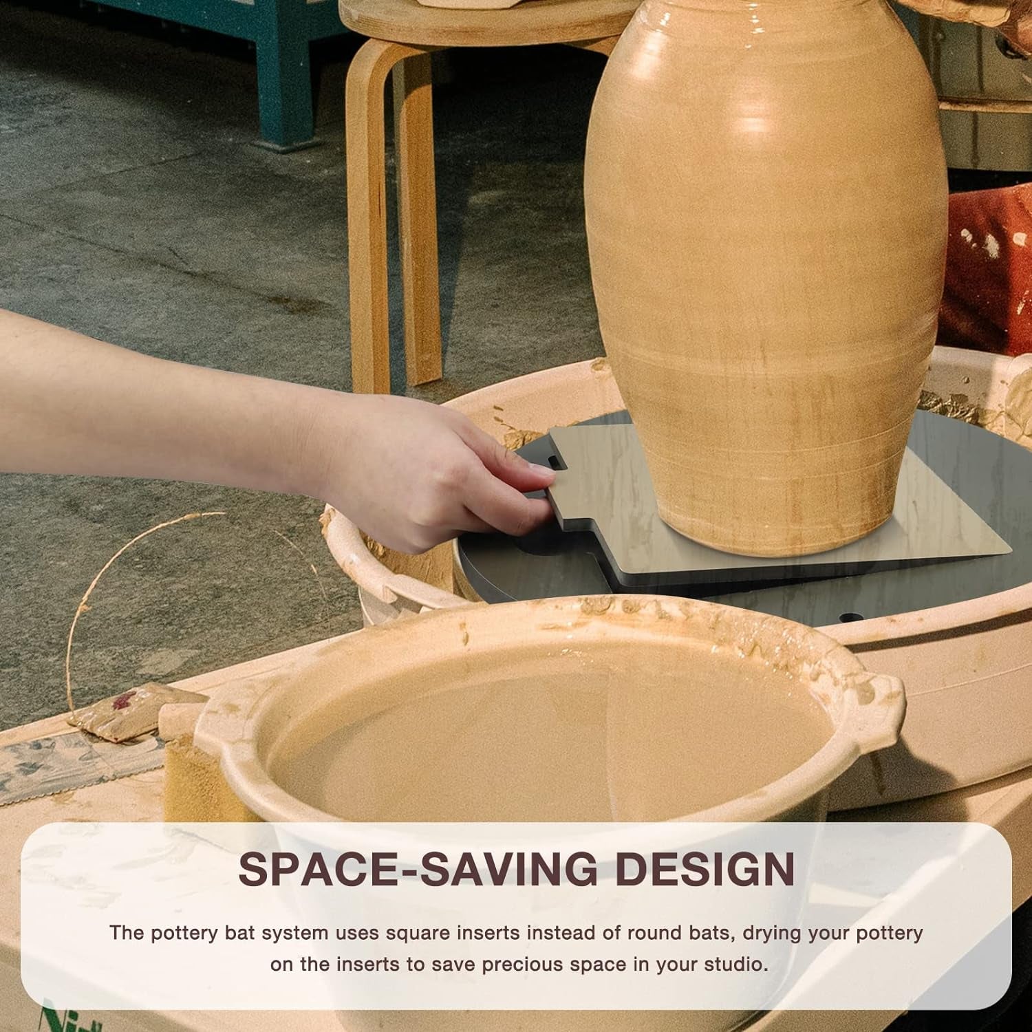 Pottery Bats Tool Set with 12" round Outer Bat and 6 Pack 7" Square Inner Bat for Pottery Wheel & Accessories for Clay Throwing by Potters and Clay Artists