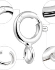 925 Sterling Silver Necklace Clasps - 5Mm Spring Clasps for Jewelry Making, Sterling Silver 4Mm Jump Rings, Jewelry Clasps and Closures, Suitable for Jewelry Making Necklace (Sterling Silver)