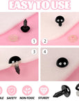 1200PCS Safety Eyes for Amigurumi, Stuffed Crochet Eyes with Washers 6Mm, 8Mm, 12Mm Plastic Crochet Safety Eyes Black Safety Eyes for Crochet Stuffed Animal Eyes for Craft Teddy Bear 6