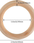 10 Pcs Macrame Wooden Rings, 60Mm/2.4Inch Natural Unfinished Solid Wood Hoops for DIY Craft Pendant Connectors Jewelry Making