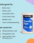 Clear Transfer Tape for Vinyl - 6" X 100' Roll, Made in USA, Vinyl Transfer Tape for Cricut & Silhouette Cameo, Medium to High Tack Transfer Tape for Cricut Vinyl Decals & Stickers