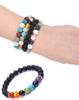 602Pcs Lava Beads Stone Kits with 8Mm Chakra Beads and Spacers Beads Bracelet Elastic String for Diffuse Essential Oils Adult DIY Jewelry Making Supplies