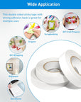 3 Rolls Double Sided Tape for Crafts, Arts, Scrapbooking, Photography, Paper Backing, Tear-By-Hand. 0.6In by 43-FT