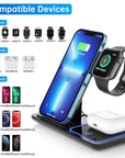 3 in 1 Wireless Charger, 18W Fast Charger Pad Stand Charging Station Dock for Iwatch Series SE 8/7/6/5/4/3 Airpods Pro/3/2 for Iphone 15/14/13/12 /11/Pro Max/12 Pro /XR (With QC3.0 Adapter)