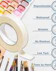 2 Pack White Artist Tape, Art Masking Artist Tape for Watercolor Painting Drafting Canvas Framing, Acid Free Low Tack Masking Tape 1 Inch Wide 360FT Long Total