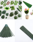 100 Pcs Plastic Floral Stem 6.69 Inch/17Cm, Artificial Flower Rod Flower Stem Wire Making Accessories, DIY Crafts Bouquet Stem Flower Arrangements Decor Supplies (Green - 17 Cm)