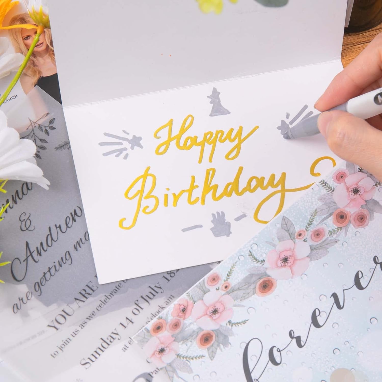 Metallic Markers Pens, Silver and Gold Paint Pens, Value Set of 12 Metallic Pens for Black Paper, Rock Painting, Card Making, DIY Photo Album, Wood, Halloween Pumpkin, Scrapbook Supplies