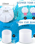 7 Pcs Paint Pour Cup Bundle 3 Pcs Acrylic Paint Pouring Cup Multi Channel Split Cup for Paint Pouring 2 Pcs Large Open Cup 2Pcs Flower Pour Cup for DIY Making Resin Acrylic Paint, White