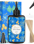 UV Resin Hard, Crystal Clear UV Cure Epoxy Resin Kit Premixed Resina UV Transparent Solar Activated Glue for Jewelry Making Fast Curing 100G with Wooden Stick