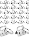 100 Pack Key Fob Hardware 1 Inch Bulk, Silver Tone Key Chain Fob Wristlet with Key Ring for Wristlet Keychain, Key Lanyard, Key Chain Making Hardware Supplies