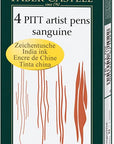 Art & Graphic Pitt Artist Pen India Ink Pen, Black, Wallet of 4, for Art, Craft, Drawing, Sketching, Home, School, University, Colouring
