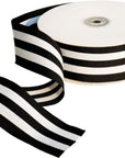 Black and White Taffy Striped Fabric Grosgrain Ribbon 1-1/2 Inch Wide 25 Yards Black Striped Ribbon for Bouquet Favor Christmas Thanksgiving Gifts Wraps Craft Trim Embellishments Supplies Decoration