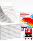 24 Pack Stretched Canvas for Painting, 6X8, 8X10, Each of 12, 100% Cotton & Primed White Canvas Boards for Beginners, Kids, Artists - Ideal for Oil, Acrylic, Watercolor & Pouring