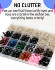 600Pcs Plastic Colored Safety Eyes and Noses for Amigurumi, 6Mm~14Mm