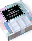 8-Well Ceramic Artist Paint Palette, Square Porcelain Watercolor Palette, White Ceramic Mixing Tray for Gouache Painting, Oil Painting, Acrylic Painting & Tempera Painting, 7"× 7"× 0.9"