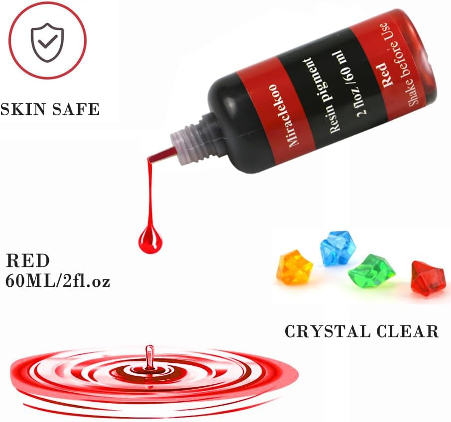 Red Epoxy Resin Color Dye Colorant Liquid Epoxy Resin Pigment,60Ml,Translucent