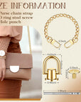 8 Pcs Purse Chain Strap Extender 16 Pcs Studs Rivets D Ring for Purse 7.9 Inch Flat Chain with Post Head Buttons Accessories with Hole Punch for DIY Wallet Handbags Tumblers Craft, 4 Colors