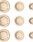 300 Pieces Wooden Handmade with Love round Craft Decor 2 Holes Wooden Sewing Buttons (15,20,25Mm)
