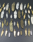 40Pcs Mixed Antique Bronze/Antique Silver Feather Charms Pendants Jewelry Making Accessories DIY