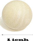 1 Inch Natural round Wooden Ball, Hardwood Balls, for Crafts and DIY Projects, Bag of 50.