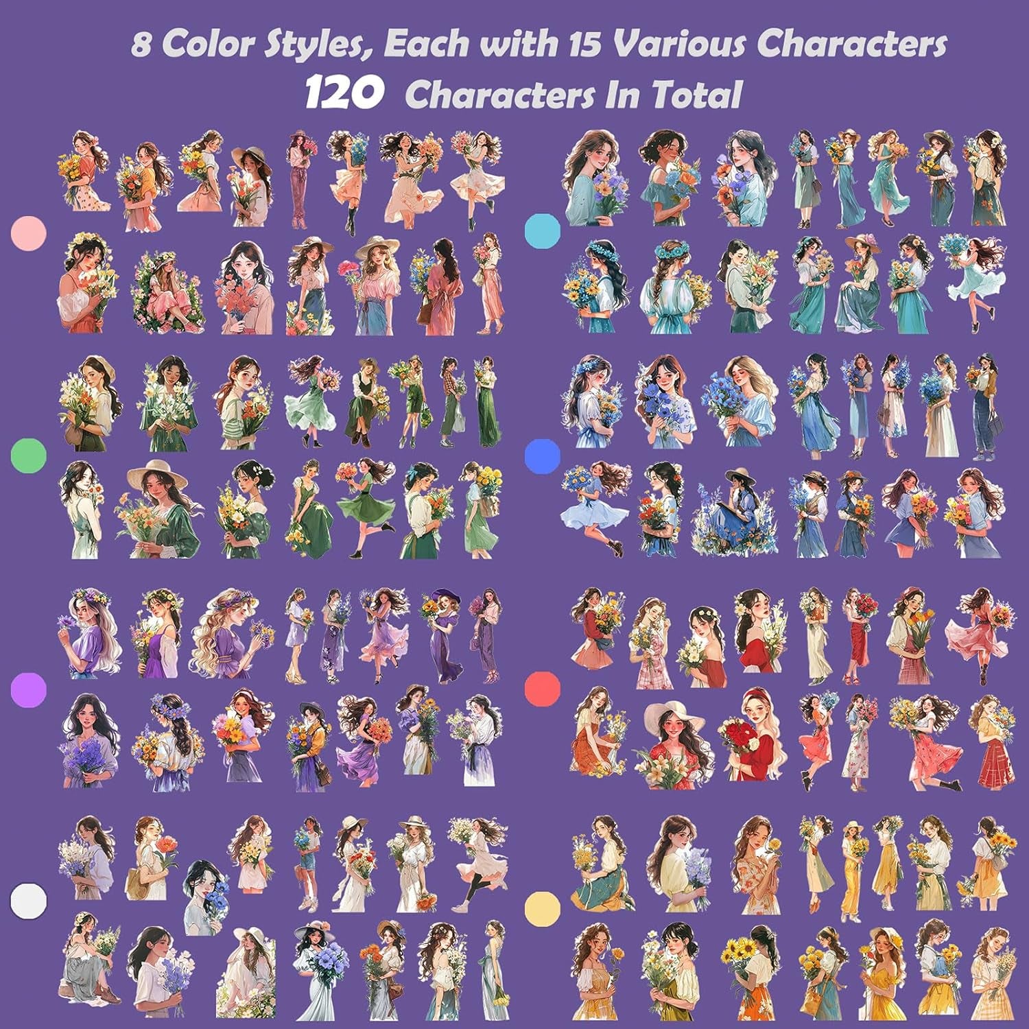 Scrapbook Stickers Set, 240Pcs People Sticker for Journaling and Scrapbooking, Junk Journal Supplies, Washi Materials, Women Girls Ladies Planner DIY Arts Craft