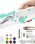 Handheld Sewing Machine, Mini Portable Sewing Machine Rechargeable for Quick Stitching 33Pcs, Cordless Sewing Machine for Beginners Suitable for Home Travel DIY Pattern Sewing Clothes, Blue