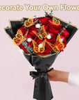 40 Sheets Flower Wrapping Paper Kit Floral Bouquet Wrap Paper with 2 Rolls Ribbons 100 Pcs Flower Pins 48 Pcs 3D Butterflies for Valentine Mother'S Day Wedding Birthday Graduation DIY Gift (Black)