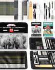 72-Pack Sketch Drawing Pencils Kit with Sketchbook and 3-Color Drawing Paper,Tin Box,Include Graphite,Charcoal,Drawing Glove and Artists Tools,Pro Art Drawing Supplies for Adults Beginner