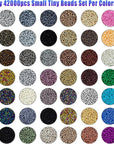 42000Pcs 2Mm Glass Seed Beads 12/0 Small Tiny Beads Kit with 150Pcs Alphabet Letter Beads Pendants Charms Jump Ring Elastic String for DIY Bracelets Necklace Jewelry Making Supplies