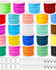 Plastic Lanyard String Kit,24 Rolls Gimp Bracelet Making Kit String Plastic Lacing Cords with 24 Pcs Jewelry Lobster Clasp 24 Pcs Key Chain Ring Lanyard Clips 24 Pcs Snap Lanyard Hooks