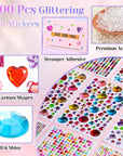 4100Pcs Gem Stickers for Crafts, 10 Sheets Self Adhesive Gemstones Pearl Jewels Stickers for Kids Crafts, Stick on Gems Pearls for Hair, Bling Rhinestone Stickers for Decoration