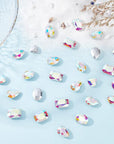 64 Pcs 4 Shapes Pointed Back Rhinestone Glass Rhinestones Gems AB Color Rectangle/Teardrop/Heart/Oval Jewels Embelishments with Silver Plated Back Crystals Rhinestones for Jewelry Making
