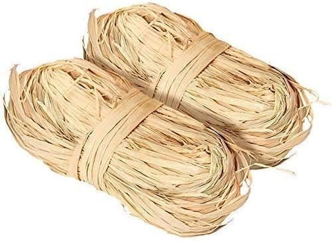 Natural Raffia Ribbon, 100G Raffia Grass for Straw Crafts, Raffia Paper Ribbon, Christmas Raffia Ribbon for Halloween, Gift Wrapping, Bouquets Decoration (2 X 50G)
