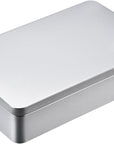 1 Pack 8.5 by 5.3 by 1.9 Inch Silver Rectangular Empty Tin Box Containers, Gift, Jewelery and Storage Tin Kit, Home Organizer