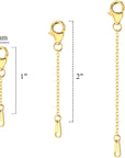 Extenders Chain Necklace 14K Gold Plated Sterling Silver Extension Chains for Jewelry Making(1 2 3 Inch)